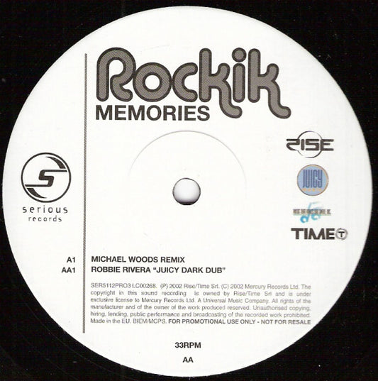 Rockik : Memories (12", Promo, 3/3)