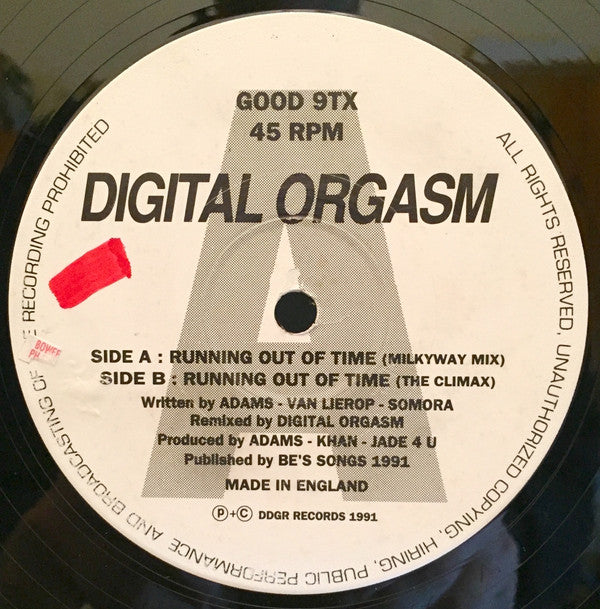 Digital Orgasm : Running Out Of Time (Remix) (12")