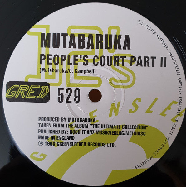 Mutabaruka : People's Court (12", Single)