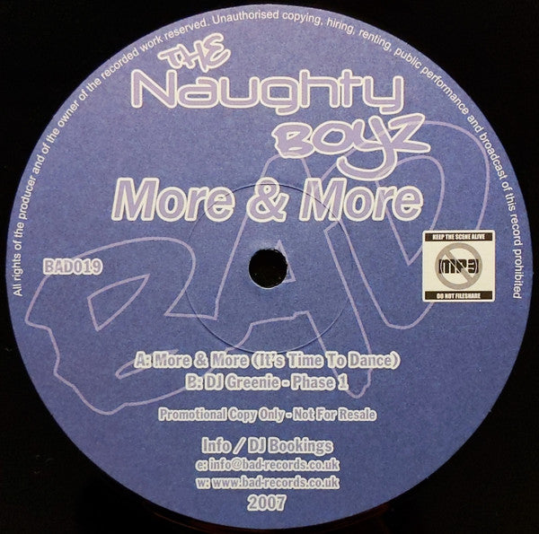 The Naughty Boyz : More & More (12", Promo)
