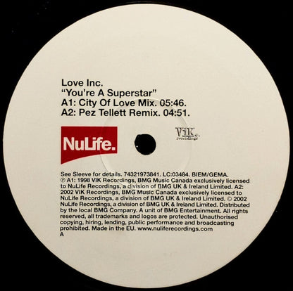 Love Inc.* : You're A Superstar (12")
