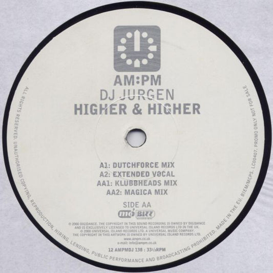 DJ Jurgen : Higher & Higher (12", Promo)