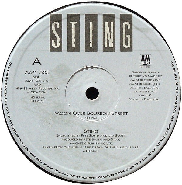 Sting : Moon Over Bourbon Street (12", Single)