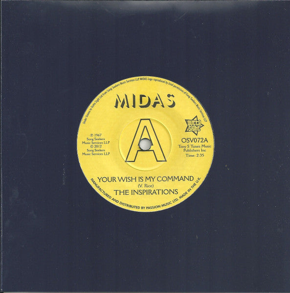 The Inspirations (7) : Your Wish Is My Command / I'll Take A Chance 'On You' (7", Single, Promo, RE)