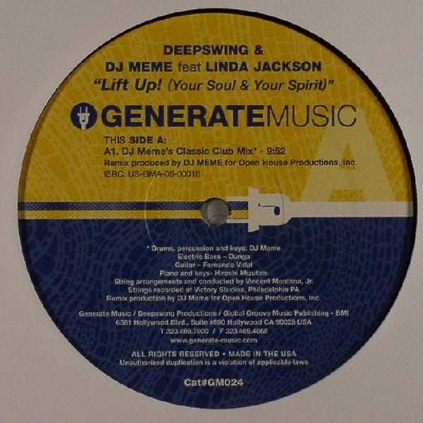 Deep Swing & DJ Memê Feat Linda Jackson (2) : Lift Up! (Your Soul & Your Spirit) (12")