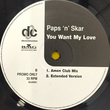 Paps N Skar : You Want My Love (12", Promo)