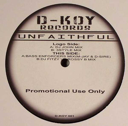 D-Koy (2) : Unfaithful (12", Promo)