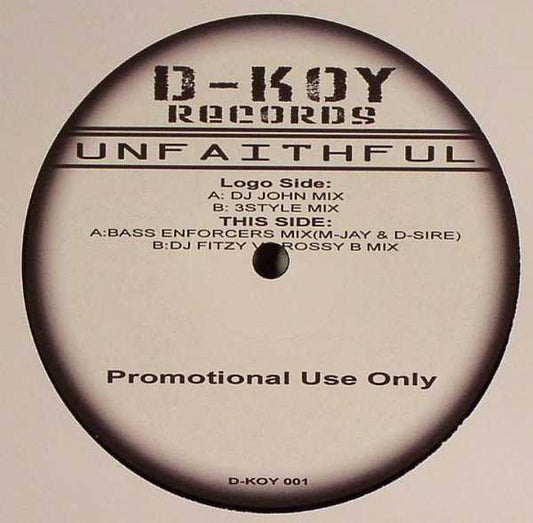 D-Koy (2) : Unfaithful (12", Promo)