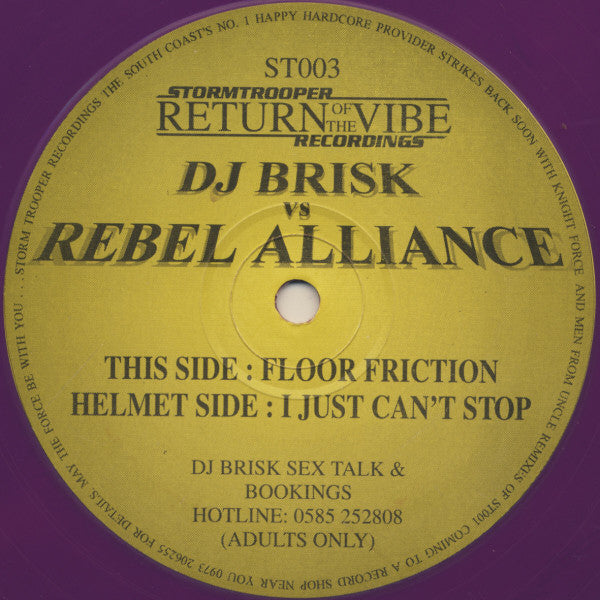 Brisk Vs. Rebel Alliance (2) : Floor Friction / I Just Can't Stop (12", Pur)