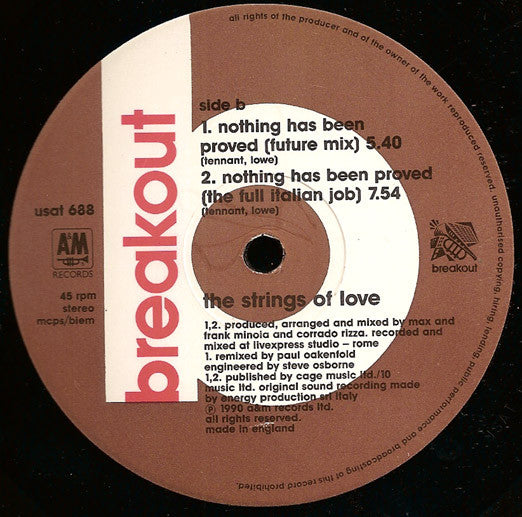 The Strings Of Love : Nothing Has Been Proved (12", Single)