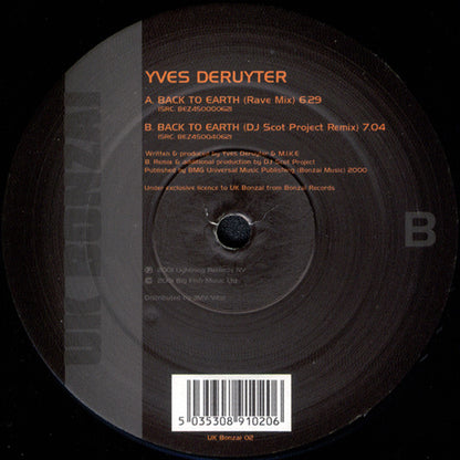 Yves Deruyter : Back To Earth (12")