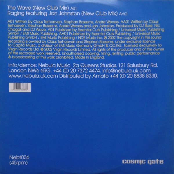Cosmic Gate : The Wave / Raging (12")