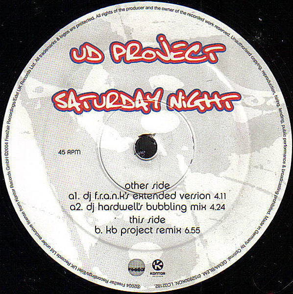 UD Project* : Saturday Night (12")