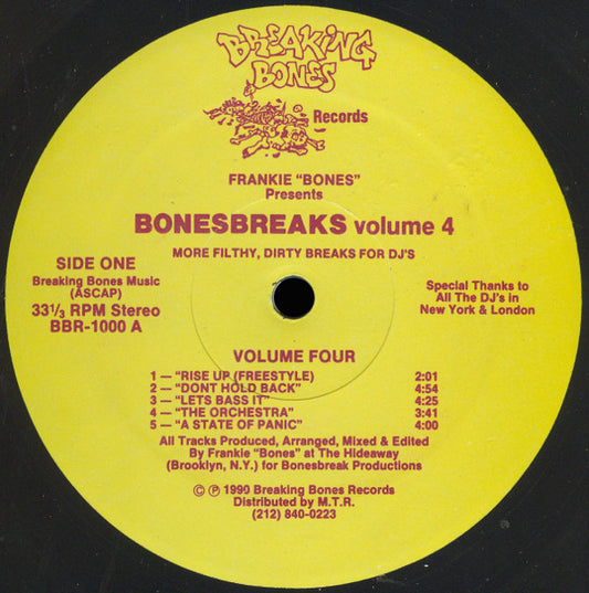 Frankie "Bones"* Presents Bonesbreaks : Volume 4 (More Filthy, Dirty Breaks For DJ's) (LP)