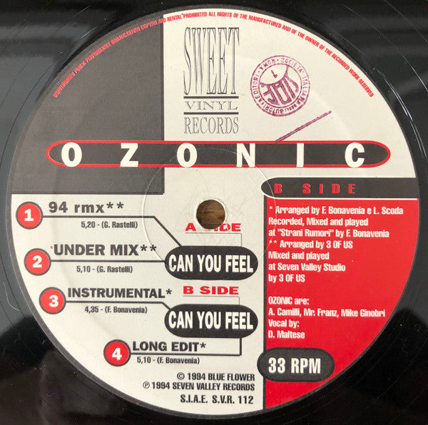 Ozonic : Can You Feel (12")