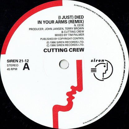 Cutting Crew : (I Just) Died In Your Arms (12", Single)