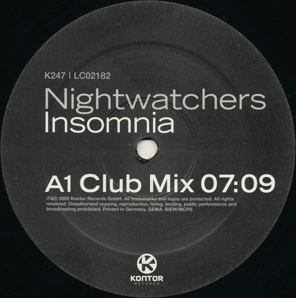 Nightwatchers : Insomnia (12", S/Sided)
