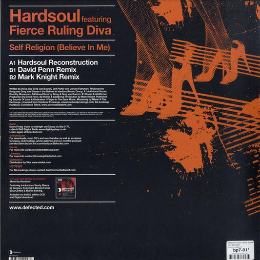 Hardsoul Featuring Fierce Ruling Diva : Self Religion (Believe In Me) (12")