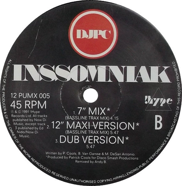 DJPC : Inssomniak - I Come Back (Remix) (12", Single)