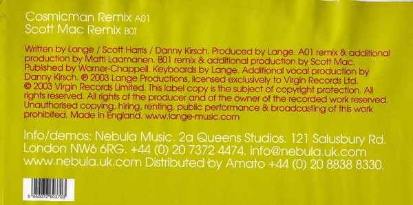 Lange Feat. Leah (2) : Don't Think It (Feel It) (Remixes) (12")
