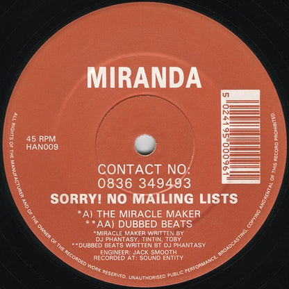 Miranda (2) : The Miracle Maker / Dubbed Beats (12")