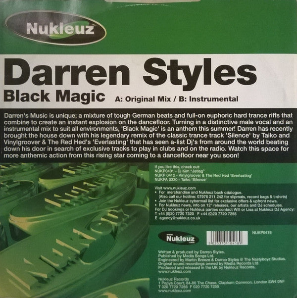 Darren Styles : Black Magic (12")