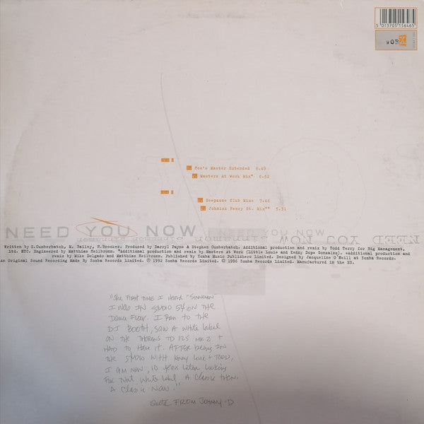 Sinnamon : I Need You Now (12")