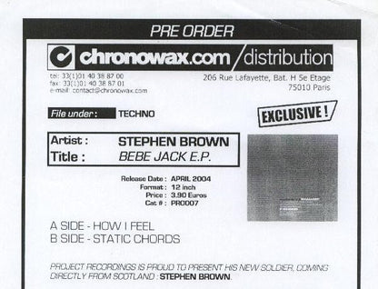 Stephen Brown : Bébé Jack  EP (12", EP, W/Lbl)