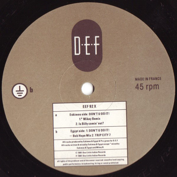 Eskimos & Egypt : Don't U Do It! (Remix) (12", Ltd)