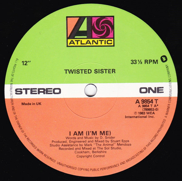 Twisted Sister : I Am (I'm Me) (12", Single)