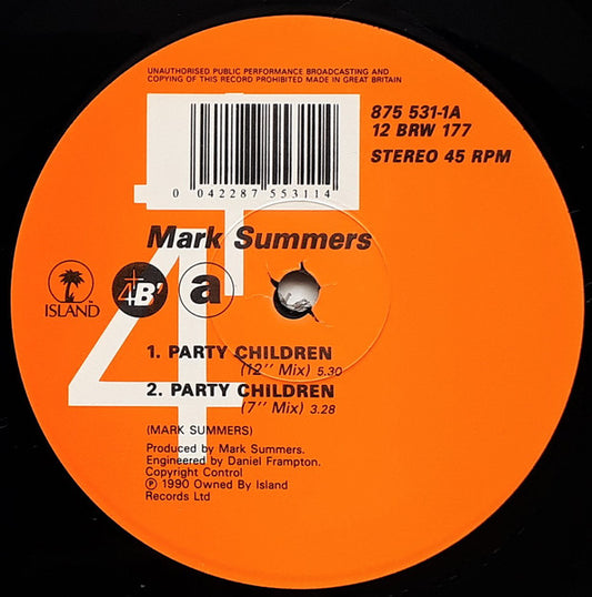 Mark Summers : Party Children / Wicked In Mombassa (12")