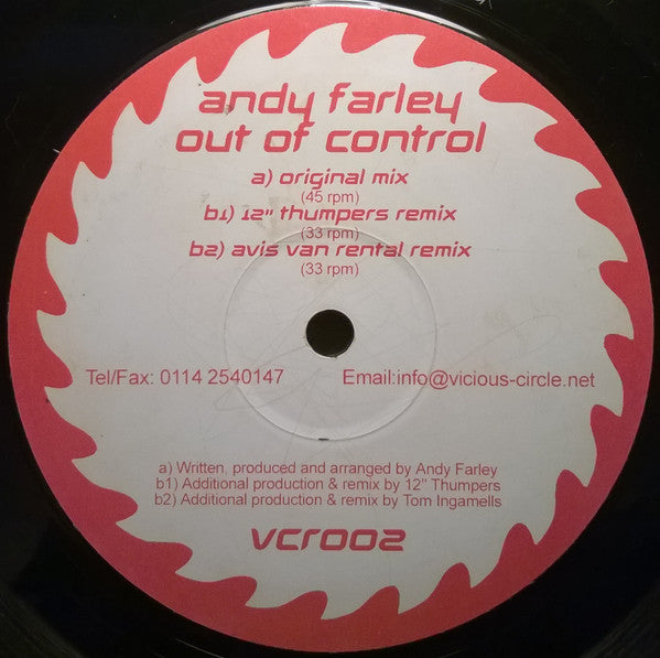 Andy Farley : Out Of Control (12", RE)