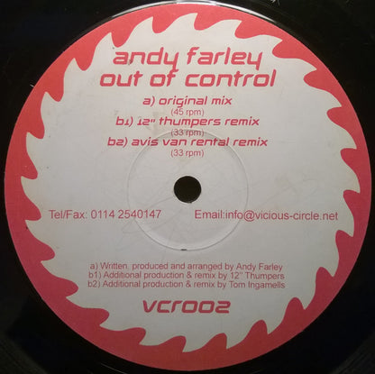 Andy Farley : Out Of Control (12", RE)