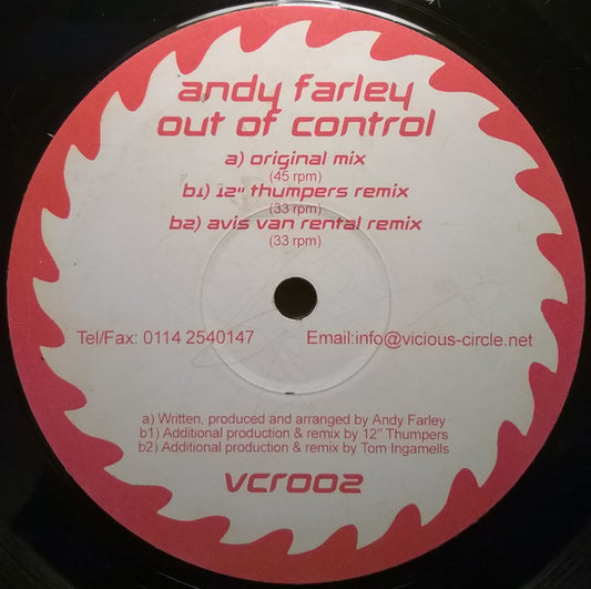 Andy Farley : Out Of Control (12", RE)