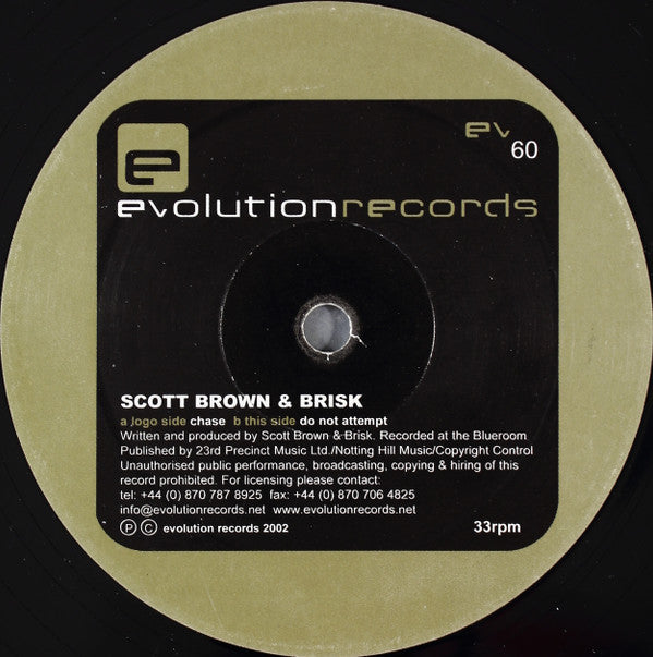 Scott Brown & Brisk : Chase / Do Not Attempt (12")