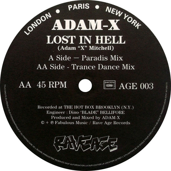 Adam X : Lost In Hell (12")