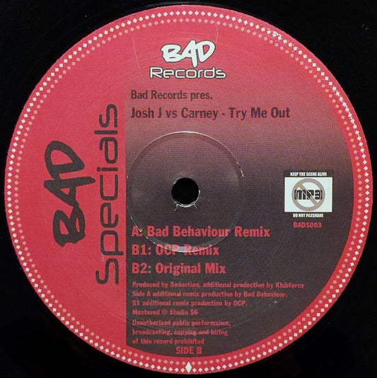 Josh J Vs Carney : Try Me Out (12")