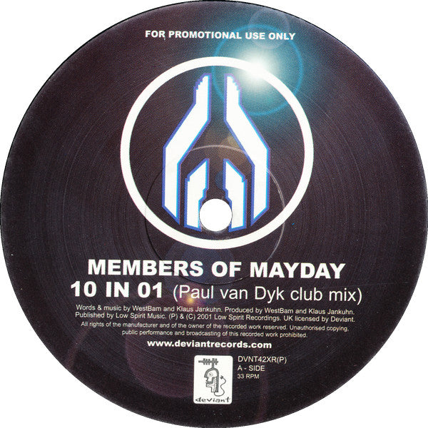 Members Of Mayday : 10 In 01 (Paul Van Dyk Mixes) (12", Promo)