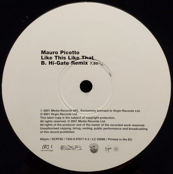 Mauro Picotto : Like This, Like That (Part 1) (12", Single)