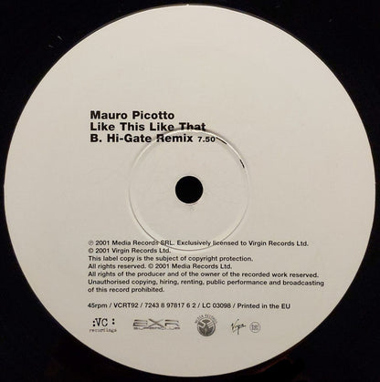 Mauro Picotto : Like This, Like That (Part 1) (12", Single)