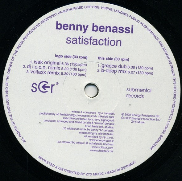 Benny Benassi : Satisfaction (12")