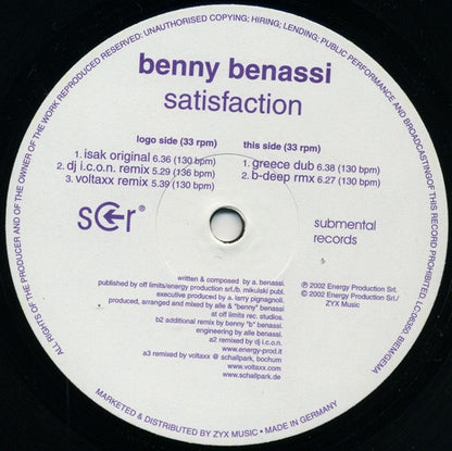 Benny Benassi : Satisfaction (12")