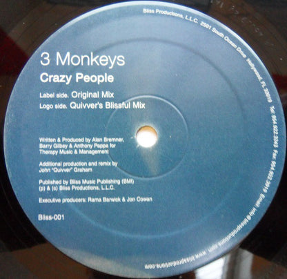 3 Monkeys : Crazy People (12")