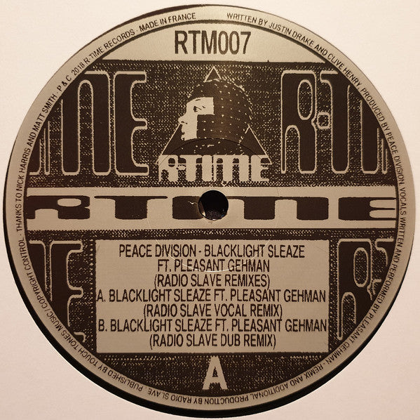 Peace Division Ft. Pleasant Gehman : Blacklight Sleaze (Radio Slave Remixes) (12", RE)
