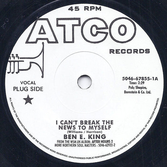 Ben E. King / Bobby Sheen : I Can't Break The News To Myself / Something New To Do (7", Ltd, Promo, Smplr)