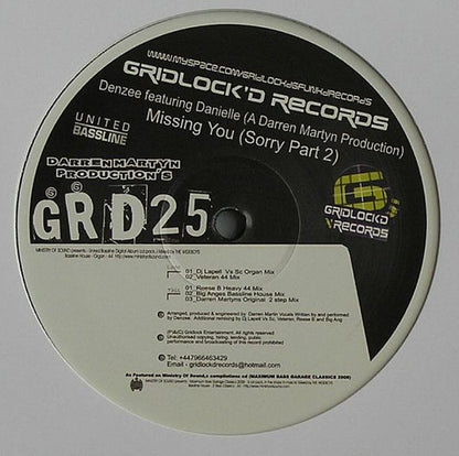 Denzee featuring Danielle (15) : Missing You (Sorry Part 2) (12")