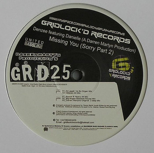 Denzee featuring Danielle (15) : Missing You (Sorry Part 2) (12")