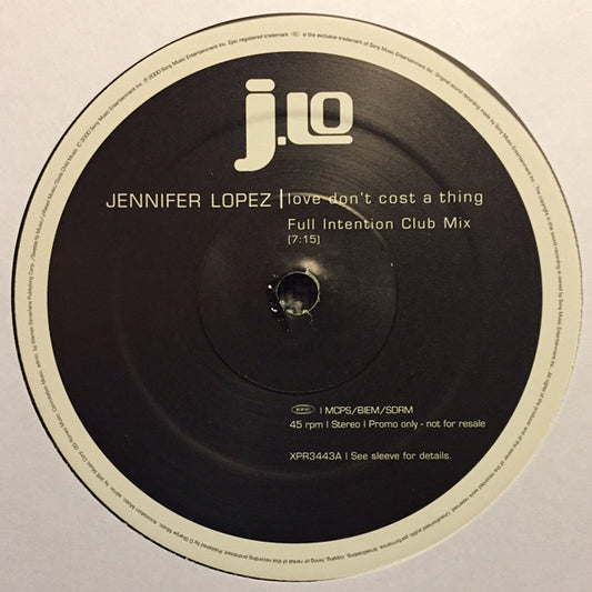 Jennifer Lopez : Love Don't Cost A Thing (Full Intention Mixes) (12", Promo)