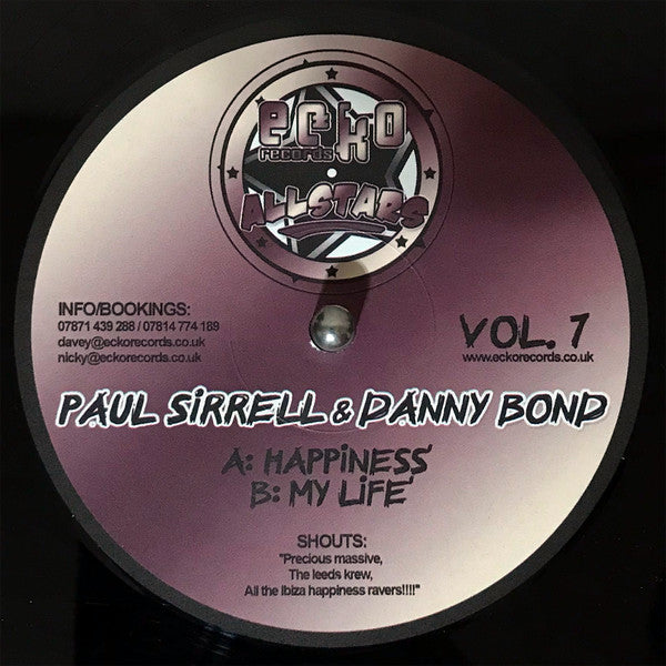 Paul Sirrell & Danny Bond : Happiness / My Life (12")