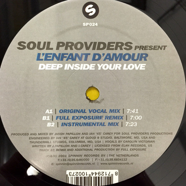 Soul Providers Present L'Enfant D'Amour : Deep Inside Your Love (12")